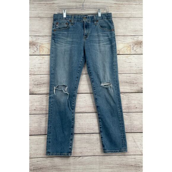 AG Adriano Goldschmied The Ex-Boyfriend Slim Jeans Women's 28 Blue Distressed - Picture 1 of 11